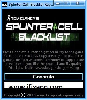 splinter cell blacklist activation code keygen generator